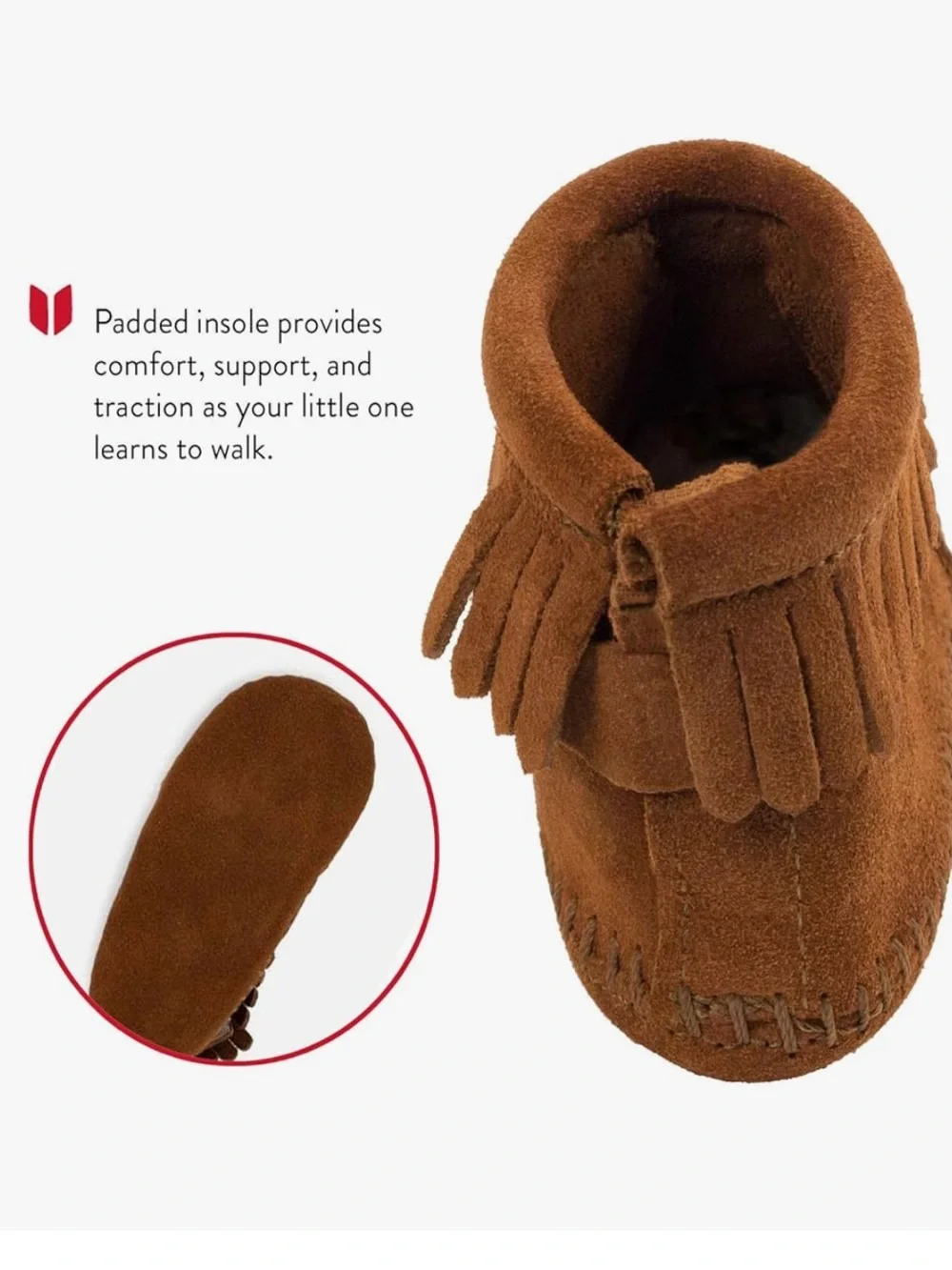 NWOB Minnetonka Back Flap Bootie | Baby Size 6 | Brown